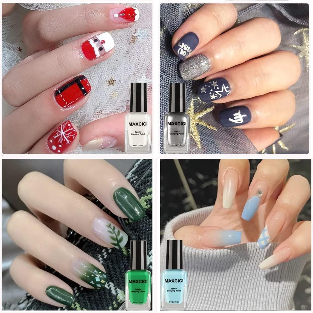 8 Colors Nail Art Stamping Polish 8ML Solid Color Nail Image Print
