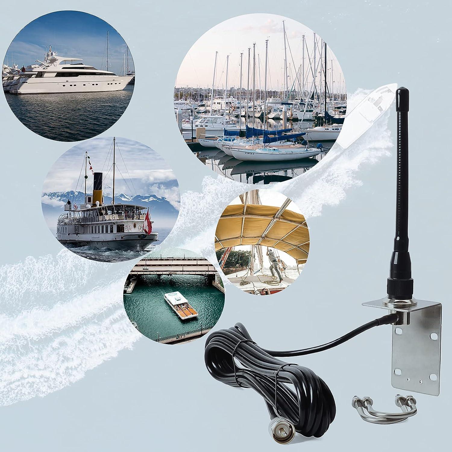 Antenne Marine VHF Profil Bas 156-163MHz Avec Connecteur PL259 – Neuve