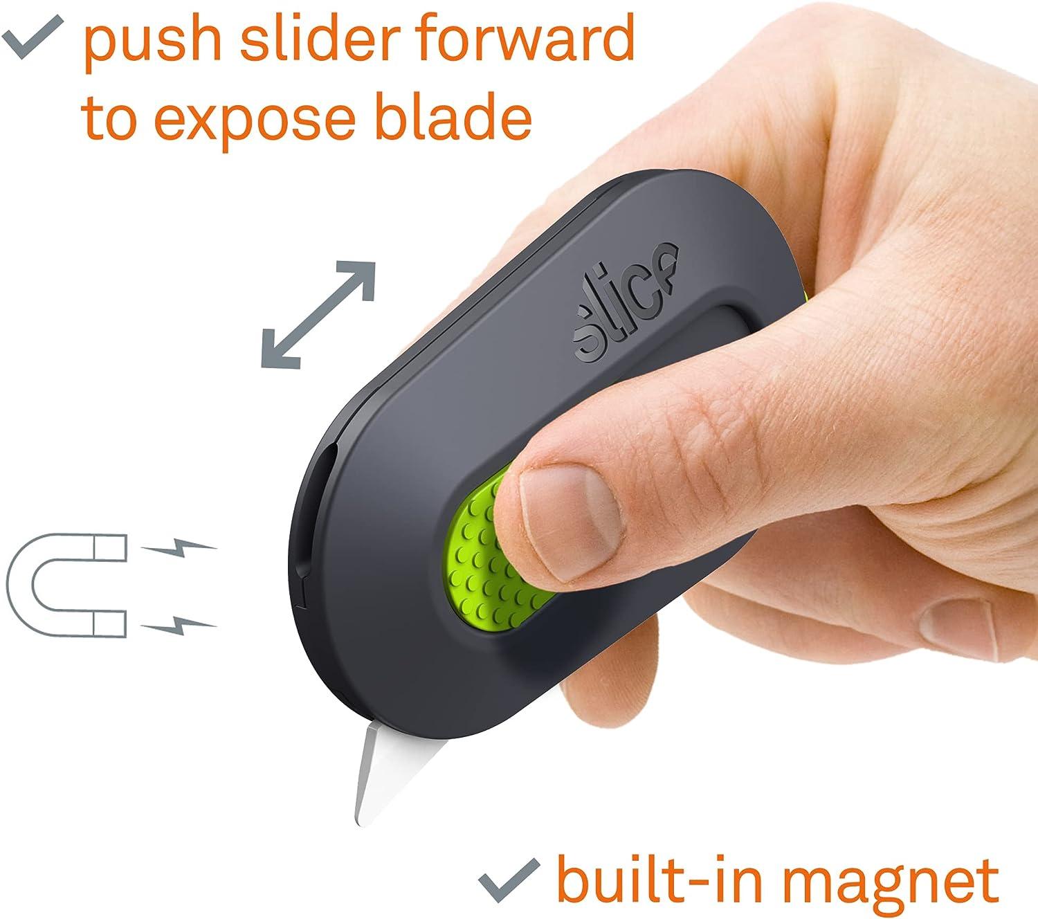 Slice 10514 Mini Box Cutter, Package and Box Opener, Safe Ceramic Blade  Retracts Automatically, Stays Sharp Up to 11x Longer, Right or Left Handed