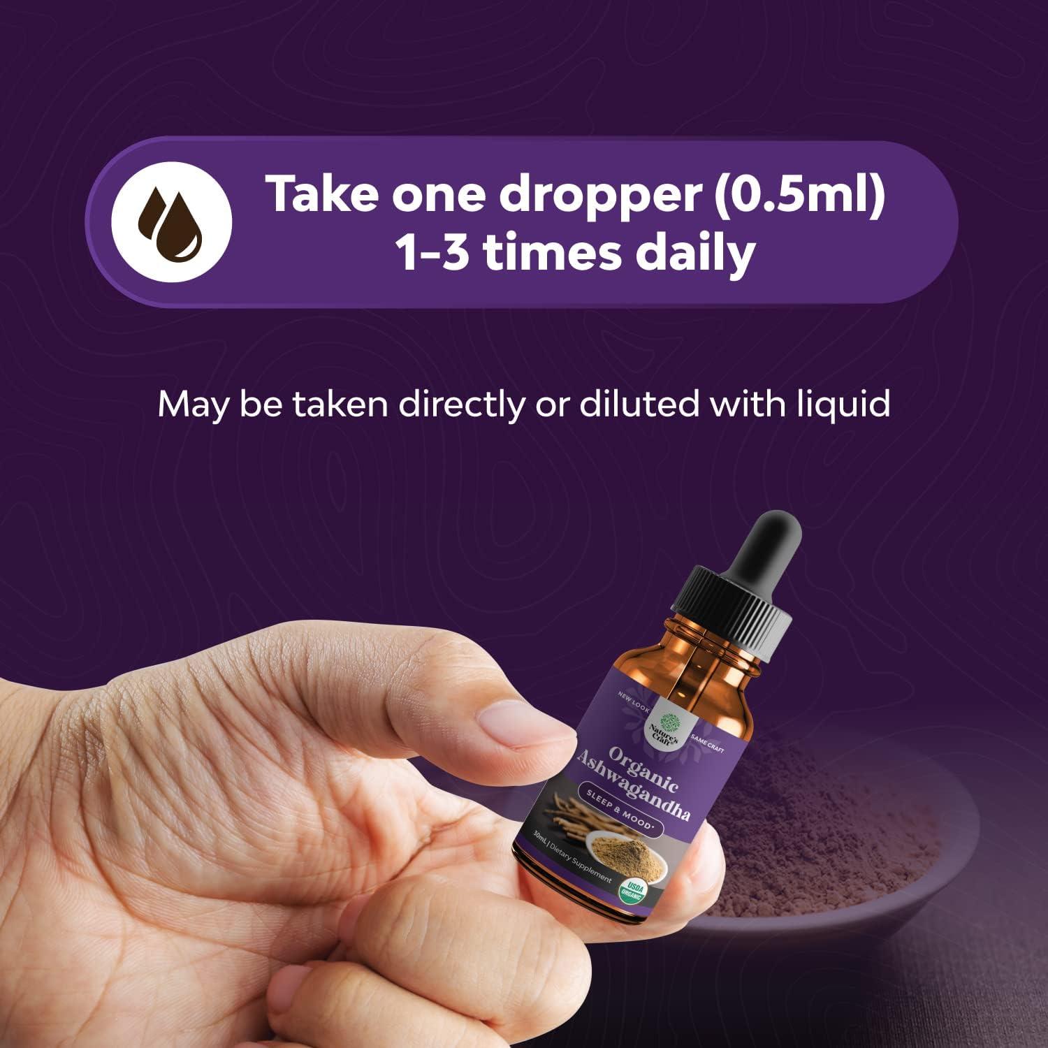 Extra Strength Ashwagandha Drops - Organic Adaptogen For Calm & Focus Support