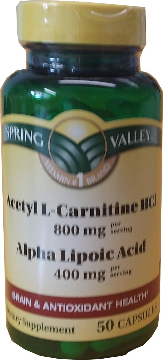 Spring Valley - Acetyl L-Carnitine 800mg Plus Alpha Lipoic Acid 400mg - Acetyl-l-carnitine And Alpha Lipoic Acid
