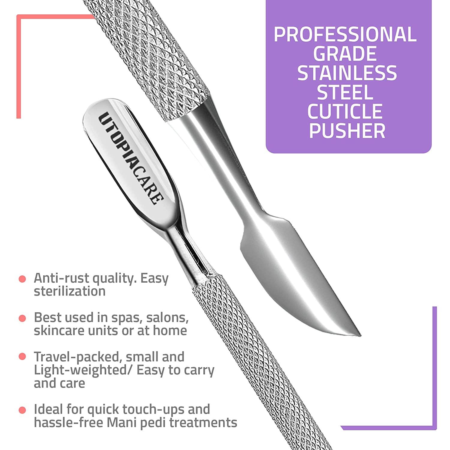 Utopia Care - Cuticle Pusher and Cutter - Professional Grade Stainless  Steel Cuticle Remover and Cutter - Durable Manicure and Pedicure Tool - for  Fingernails and Toenails 