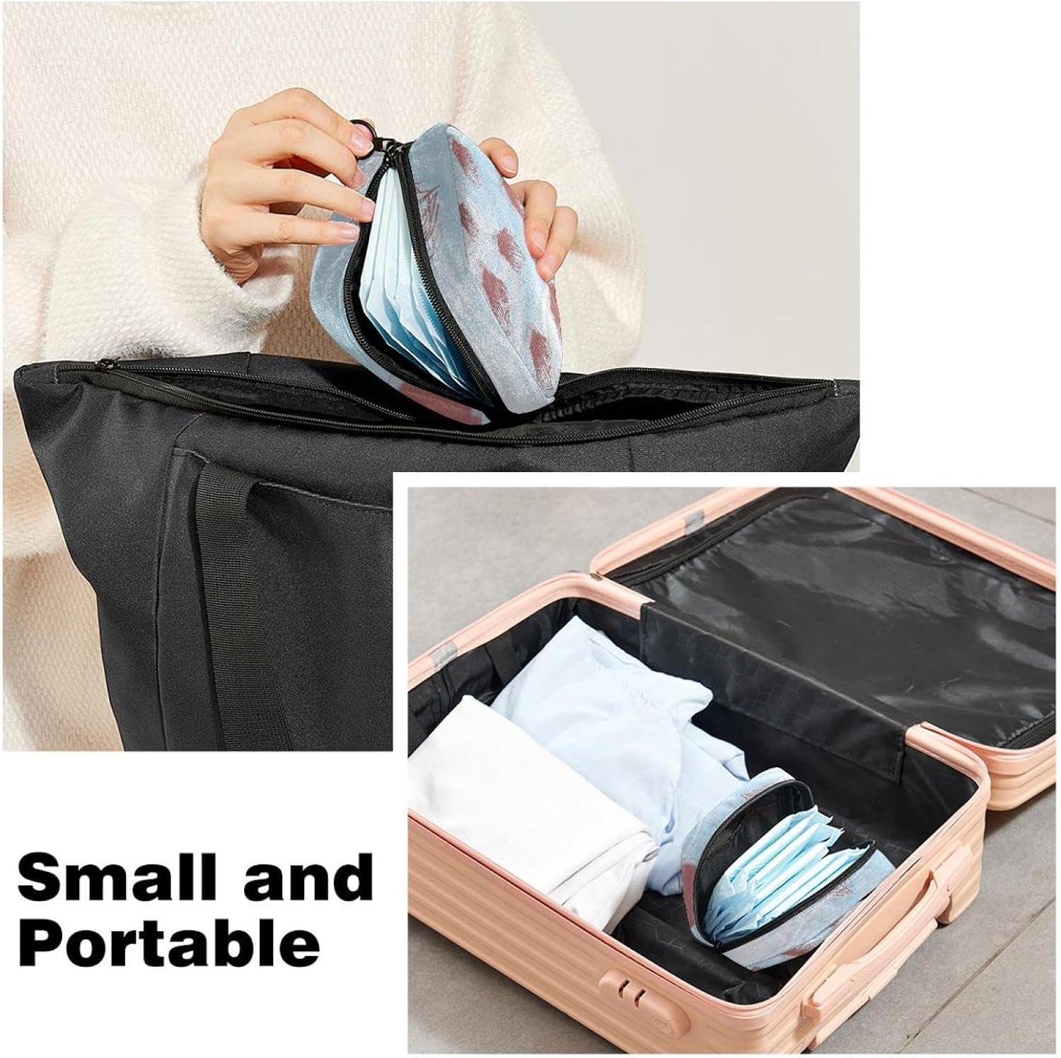 Denim Embroidery Love Tampon Storage Bag Girls Earphones Coin Purse  Portable Multi-Functional Cosmetic Storage Bag Month Private Tampon Bag