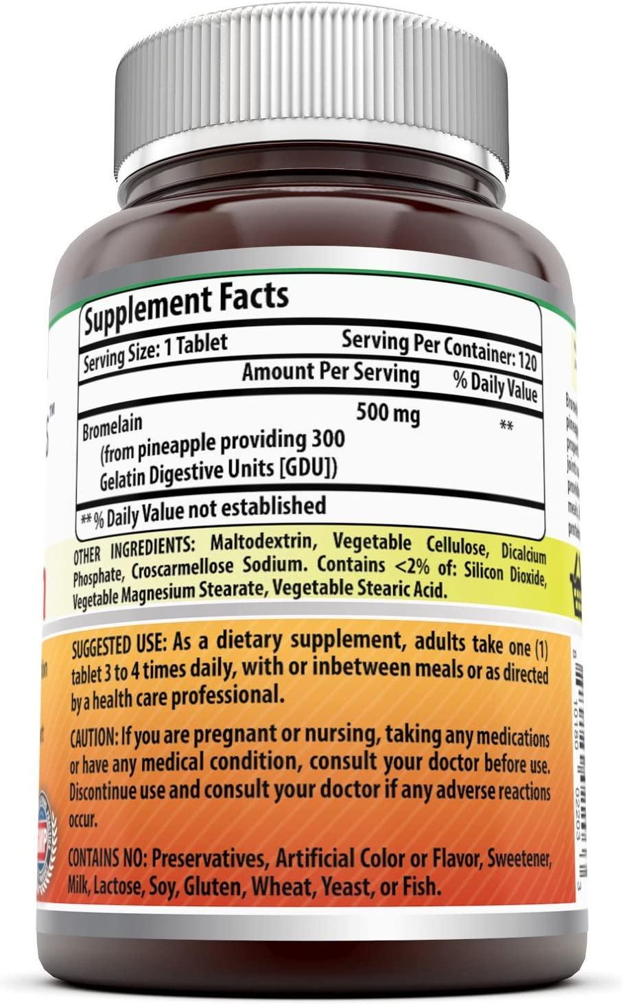 Amazing Formulas Bromelain 500mg 120 Tablets Proteolytic Enzymes for