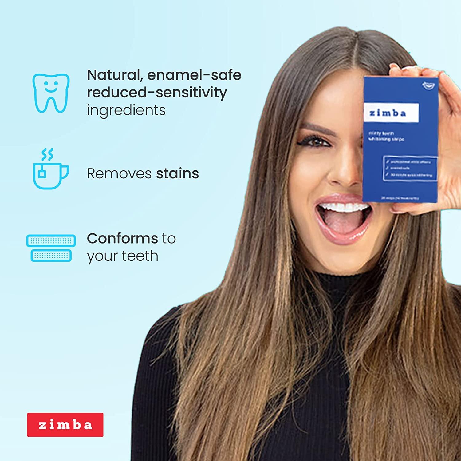 Zimba Teeth Whitening Strips Vegan Stain Remover White Strips