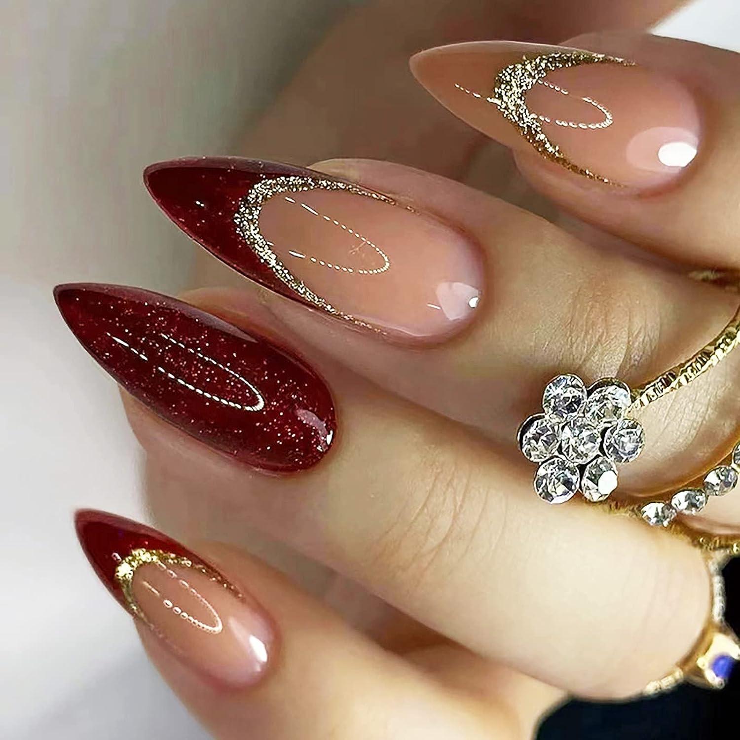 Gorgeous red almond shaped nails | Red nails, Acrylic nails almond shape,  Almond shape nails