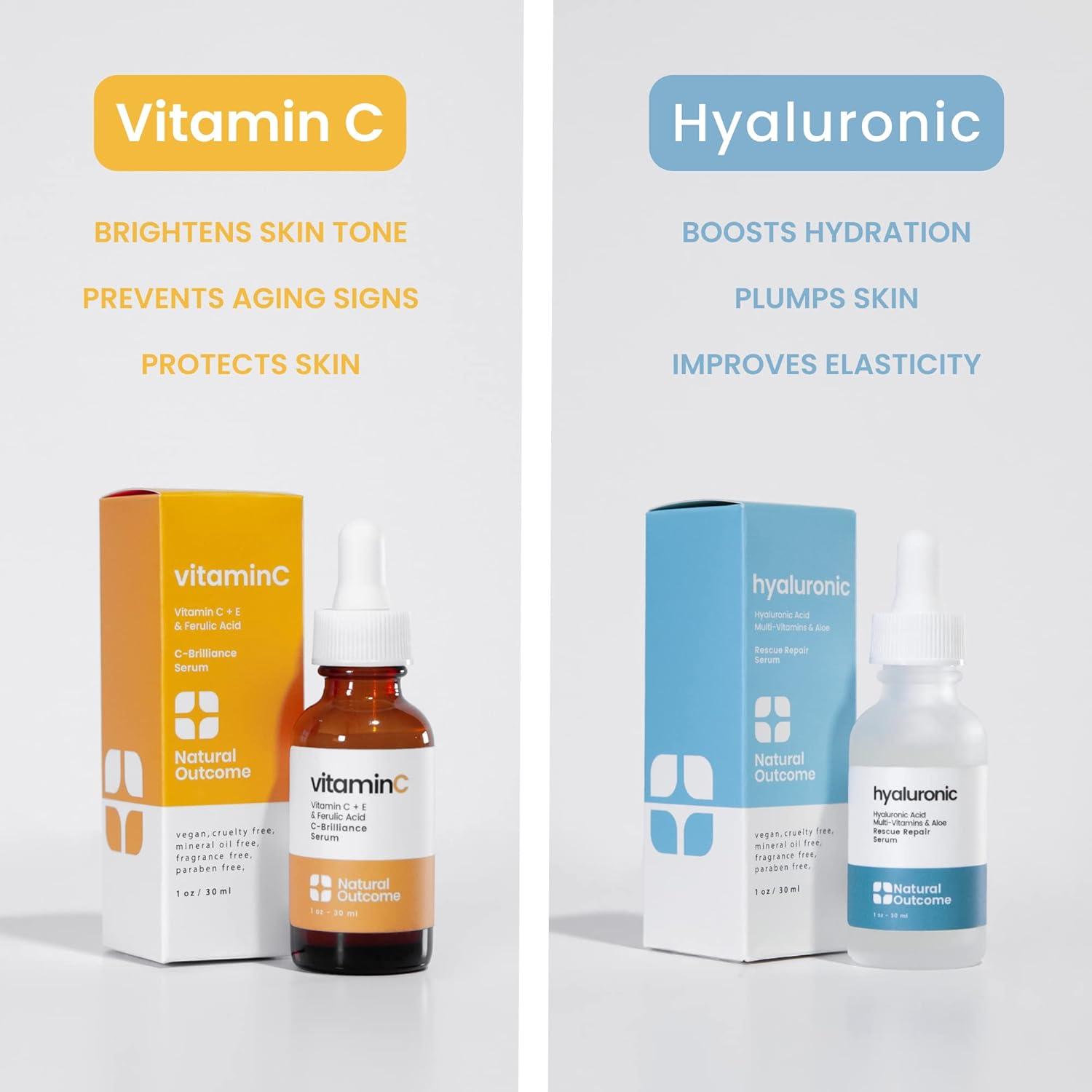 Face Serum Set: Hydrating Hyaluronic Acid & Vitamin C - Anti Aging