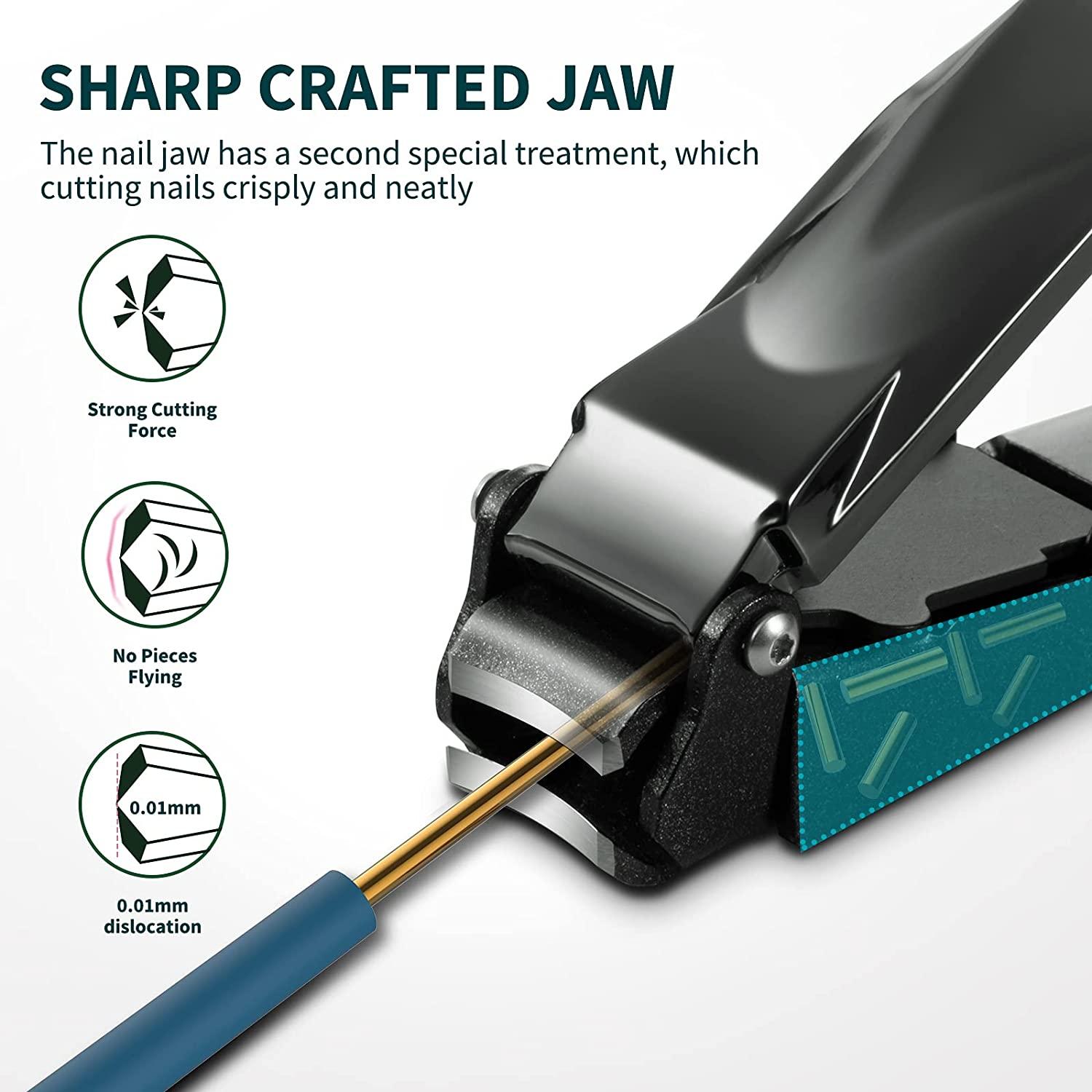 VANWIN Nail Clippers with Catcher No Splash Fingernail Toenail Clippers