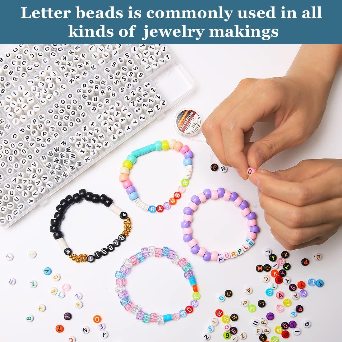 Bxwoum 100PCS Letter Beads 4X7mm Acrylic Small, 0Flat Round-Vowel E-100PCS