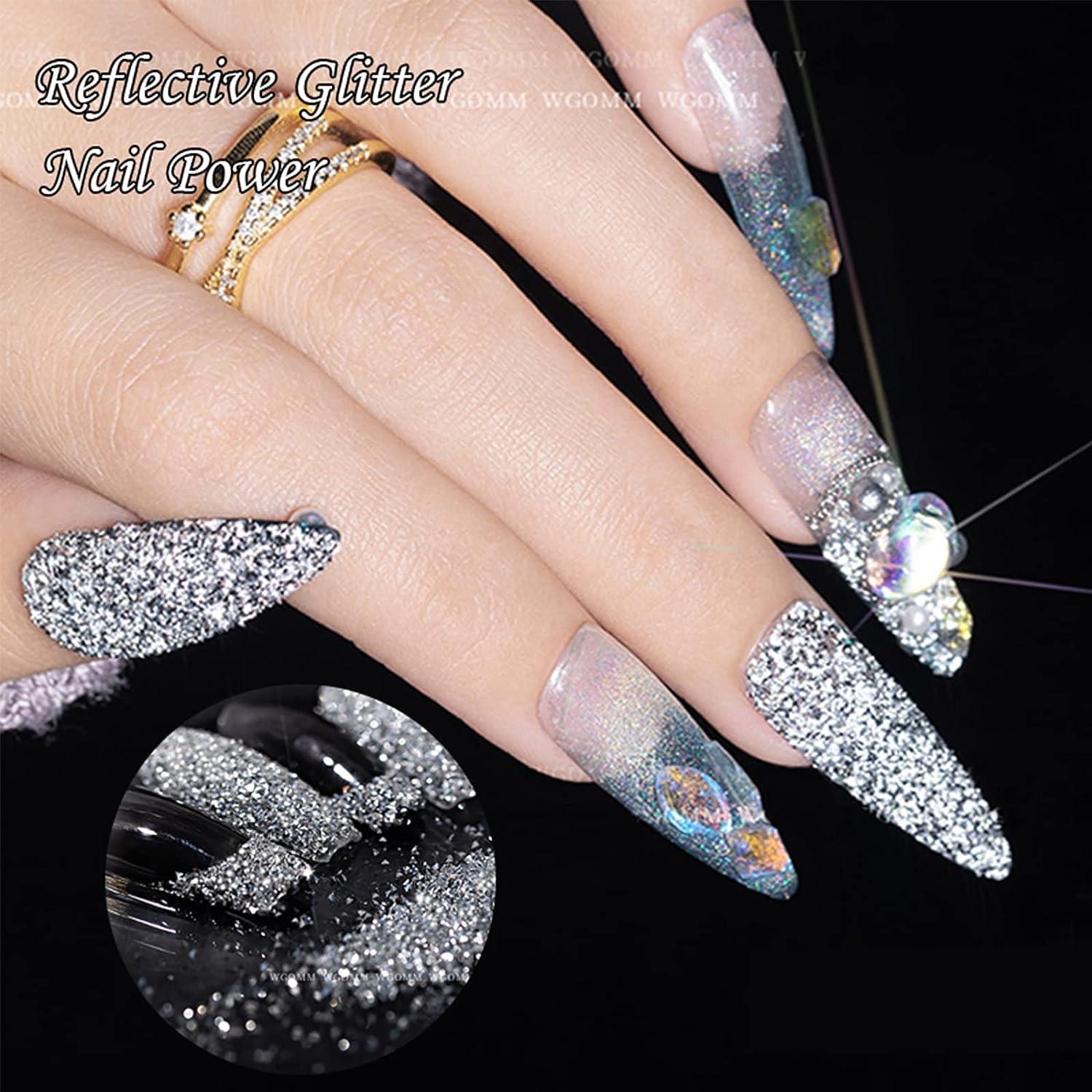 Holographic Nail Glitter Diamond Reflective Nail Powder Glitter
