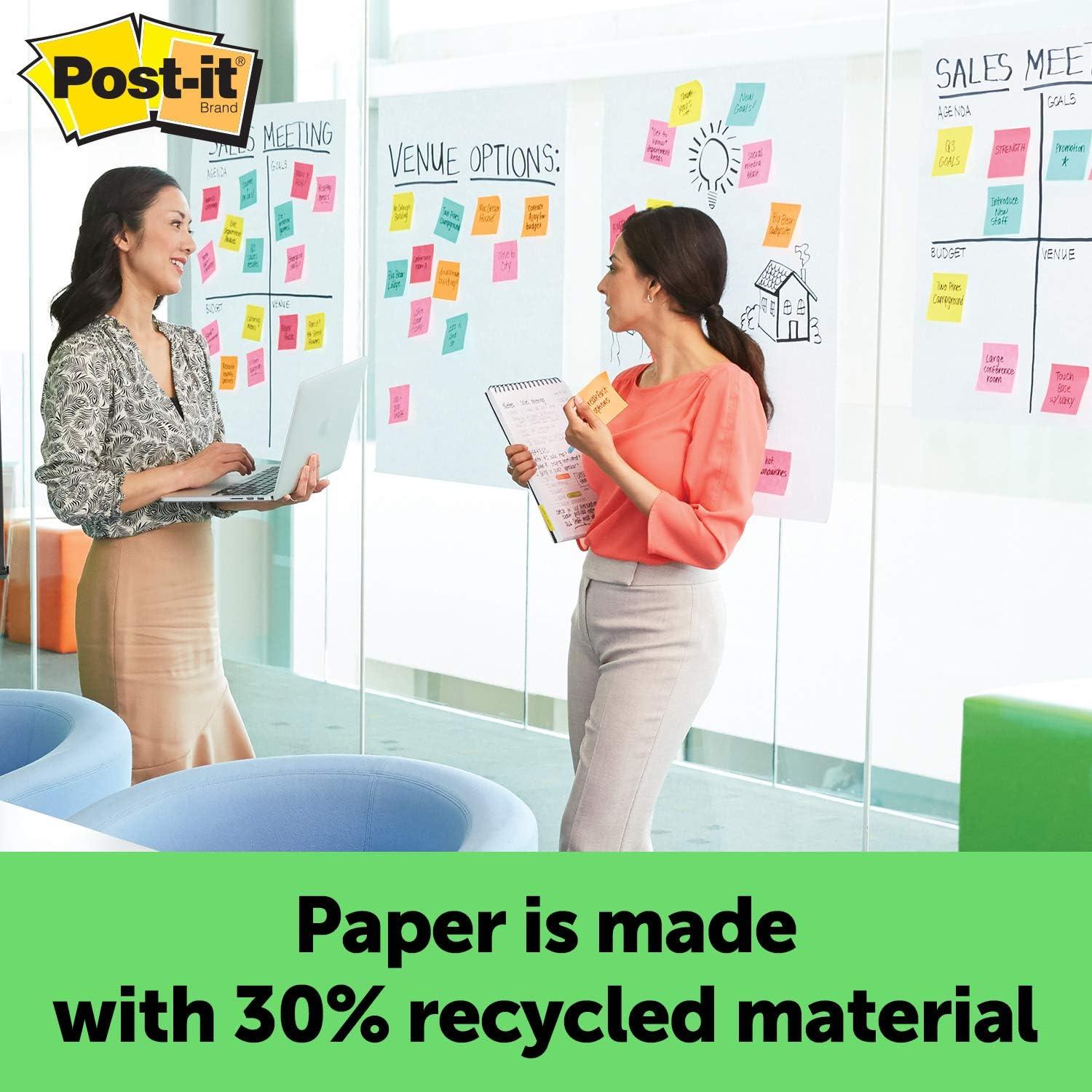 Postit Super Sticky Easel Pad 25x30 White Recycled 6 Pads, 30 Sheets