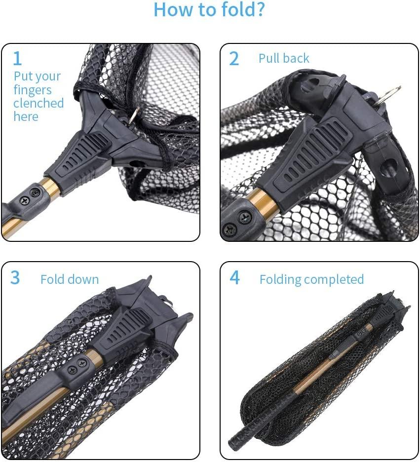 YVLEEN Folding Fishing Net - Foldable Fish Landing Net Robust