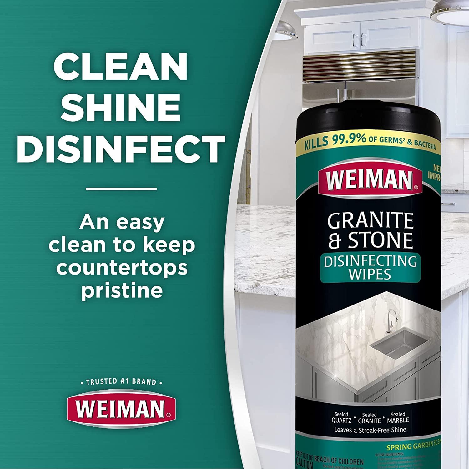 Weiman Granite Disinfectant Wipes 30 Wipes 2 Pack Disinfect Clean