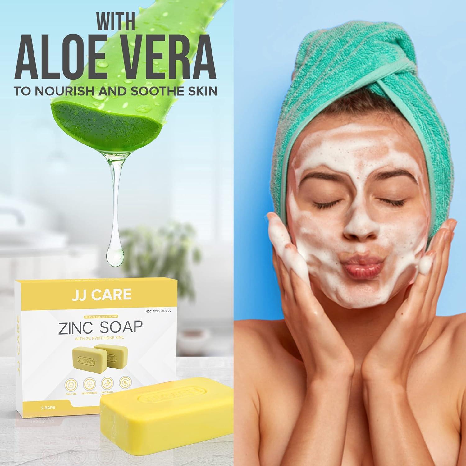 JJ CARE Zinc Soap 2 Zinc Pyrithione Bar Soap with Aloe Vera for