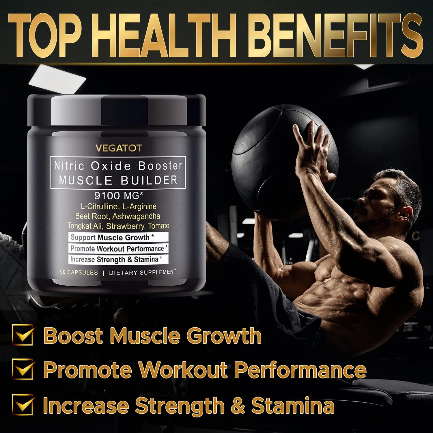 VEGATOT Muscle Builder Nitric Oxide Supplement with LArginine, L