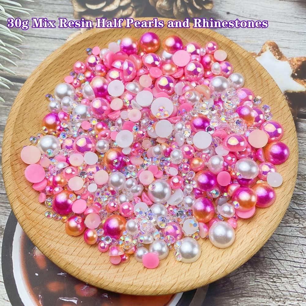 Niziky 1100PCS Flatback Pearls and Rhinestone, Mixed Size 3mm-10mm AB Color  Resin Rhinestones Half Pearls for Crafts, 30g Half Round Flatback Pearls  Rhinestones… in 2023