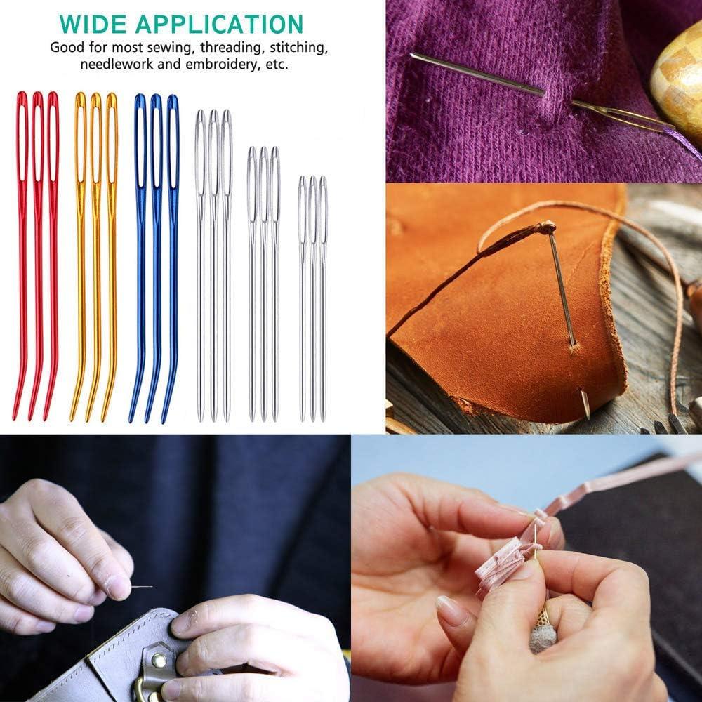 18 PCS Yarn Needles, Metal Bent Tip Tapestry Needles Yarn Weaving Needles  Large Eye Blunt Needles