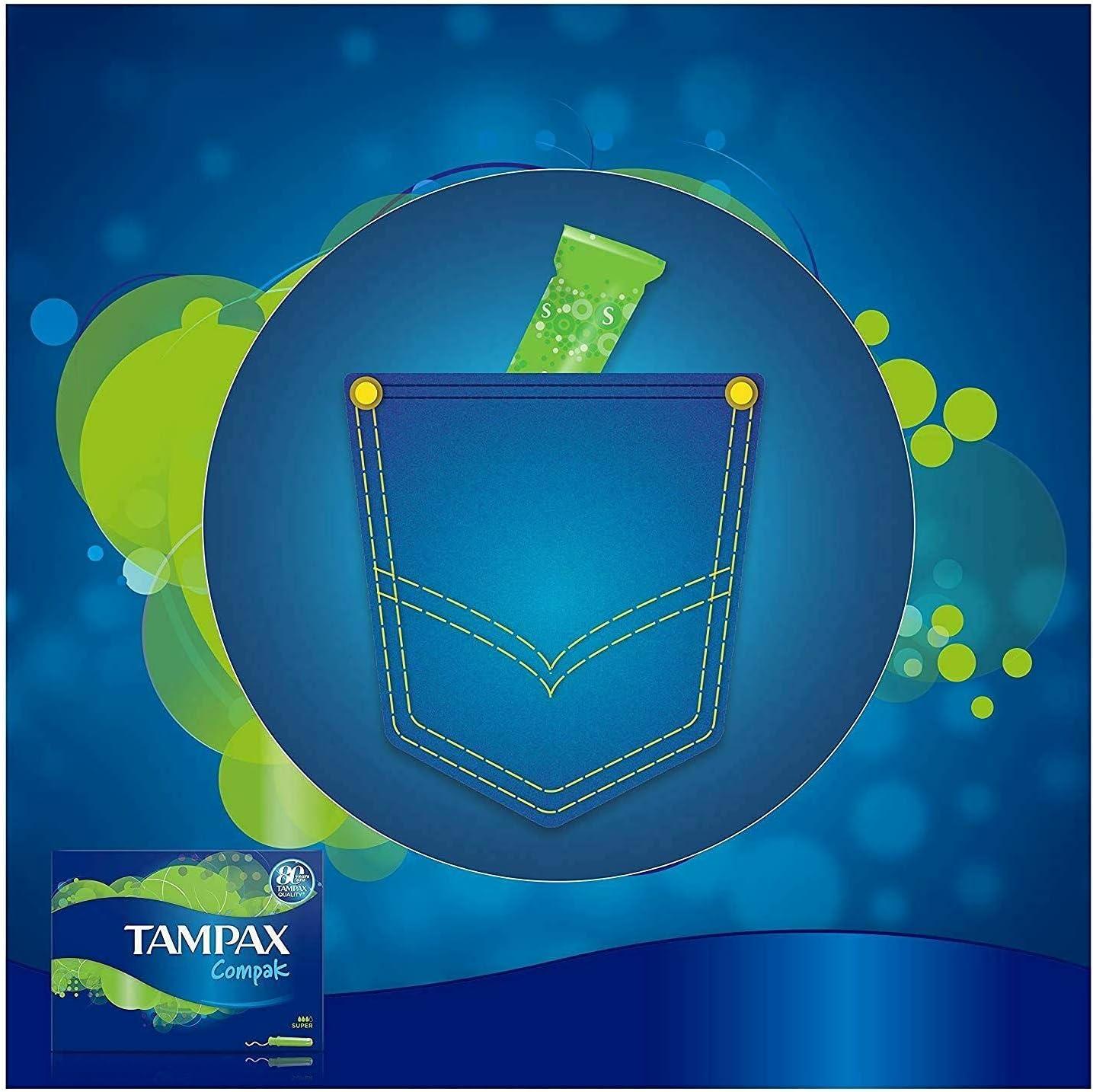 Tampax Compak Super Tampons with Applicator 18 Tampons Leak Protection