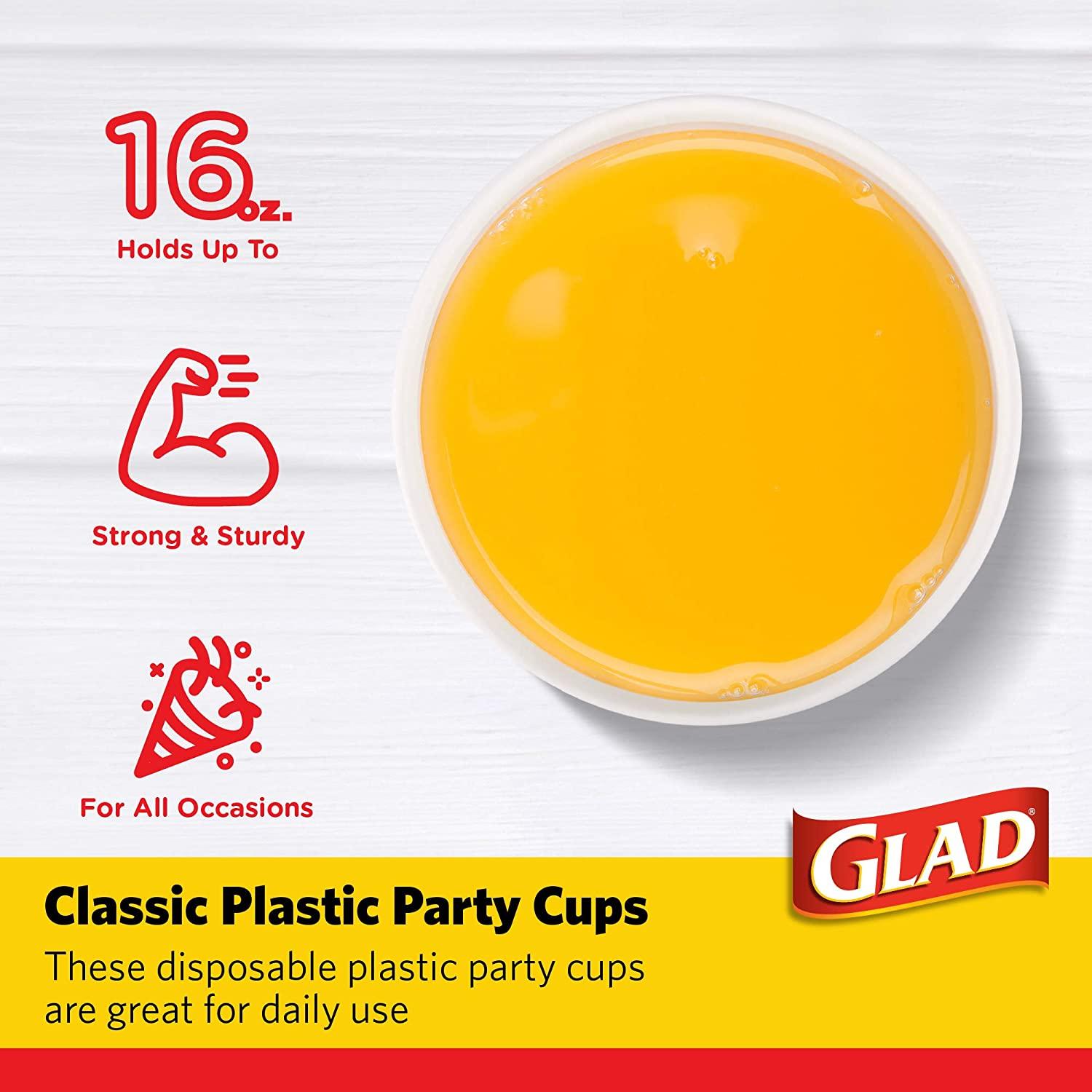 Glad Everyday 16 oz Red Disposable Plastic Cups 100 Count Strong