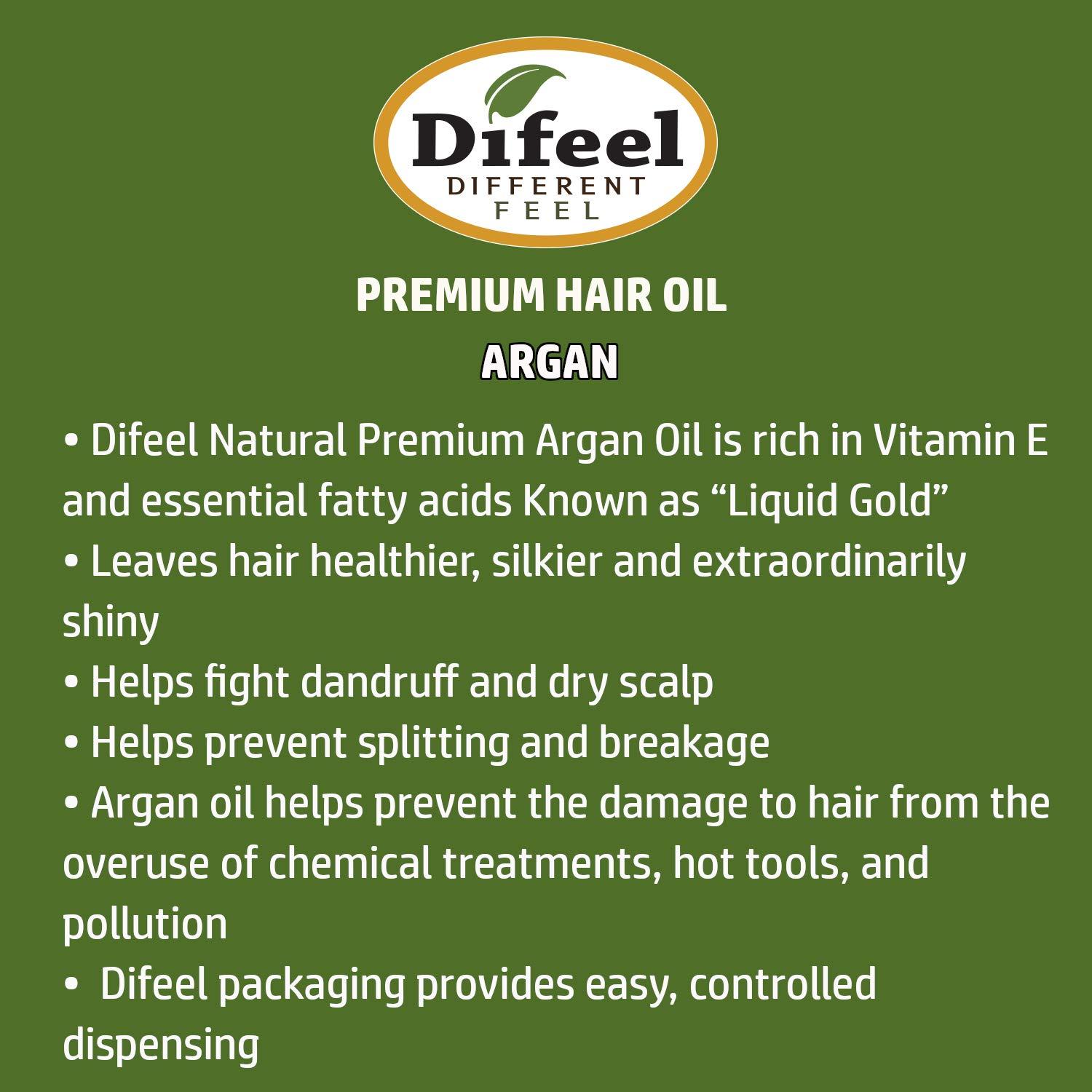 Difeel Premium Natural Hair Oil Argan Oil 2.5 ounce (6Pack)