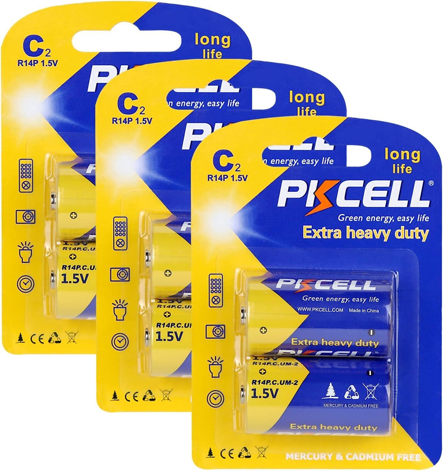 C Size Batteries Heavy Duty Batteries 1.5V R14P UM-2 Batteries 6 Pack