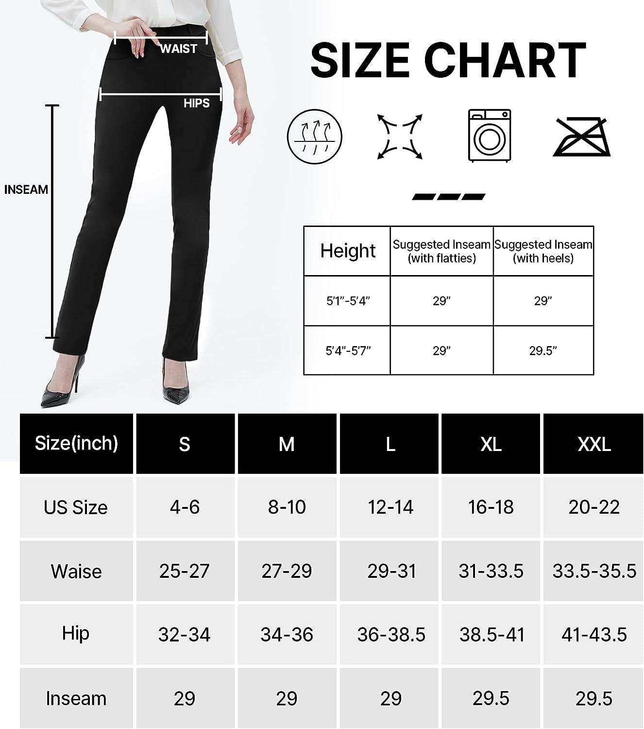 TELINVEY Women's Plus Size Work Pants,Stretch Dress Pants for Women  Business Causal,Bootcut Office Slacks with Pockets(Black,L,29
