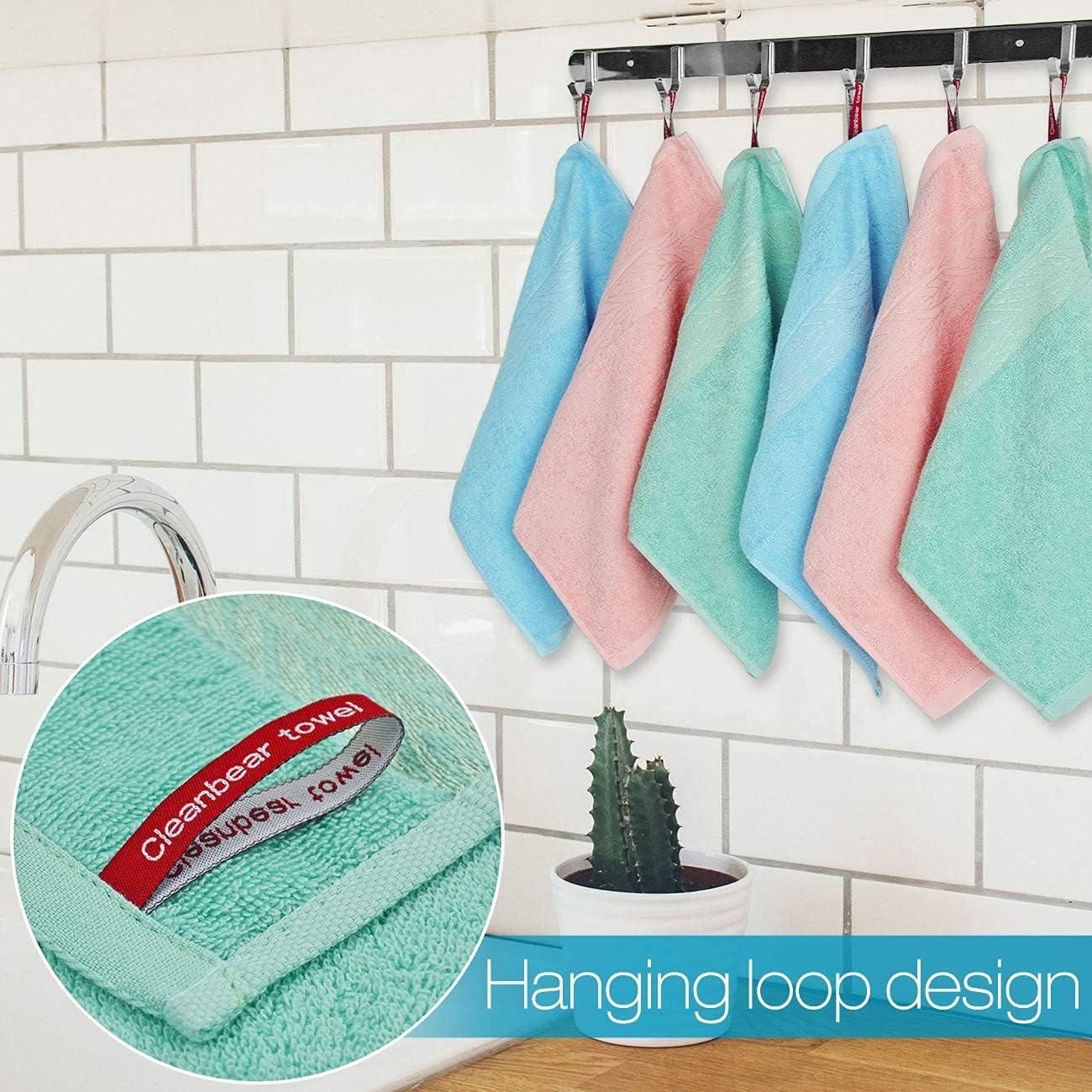 Cleanbear Washcloth Face Towels 6 Pack Wash Cloths for Bathrooms 13 by 13  Inches Large Washcloths with Decorative Patterns 3 Colors for Your  Different Family Members Sakura Pink Baby Blue Seafoam Green
