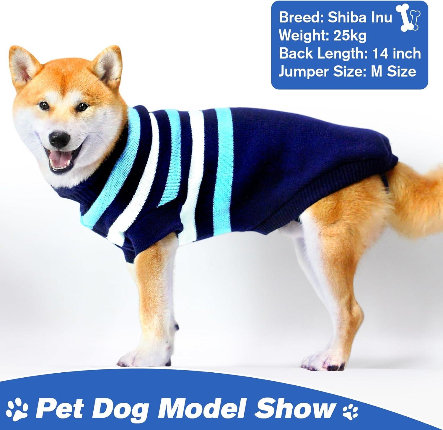 Winter Dog Jumper XL Classic Stripe Turtleneck Sweater for