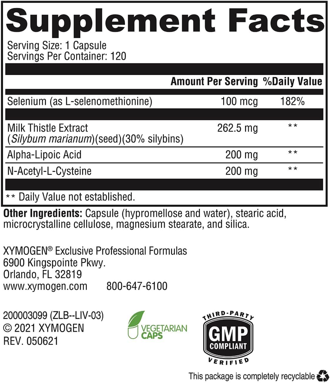 XYMOGEN Liver Protect - Liver Health Support Supplement with Milk Thistle  Extract, ALA, NAC, and Selenium - 120 Capsules | Buy Now with Express  International Delivery