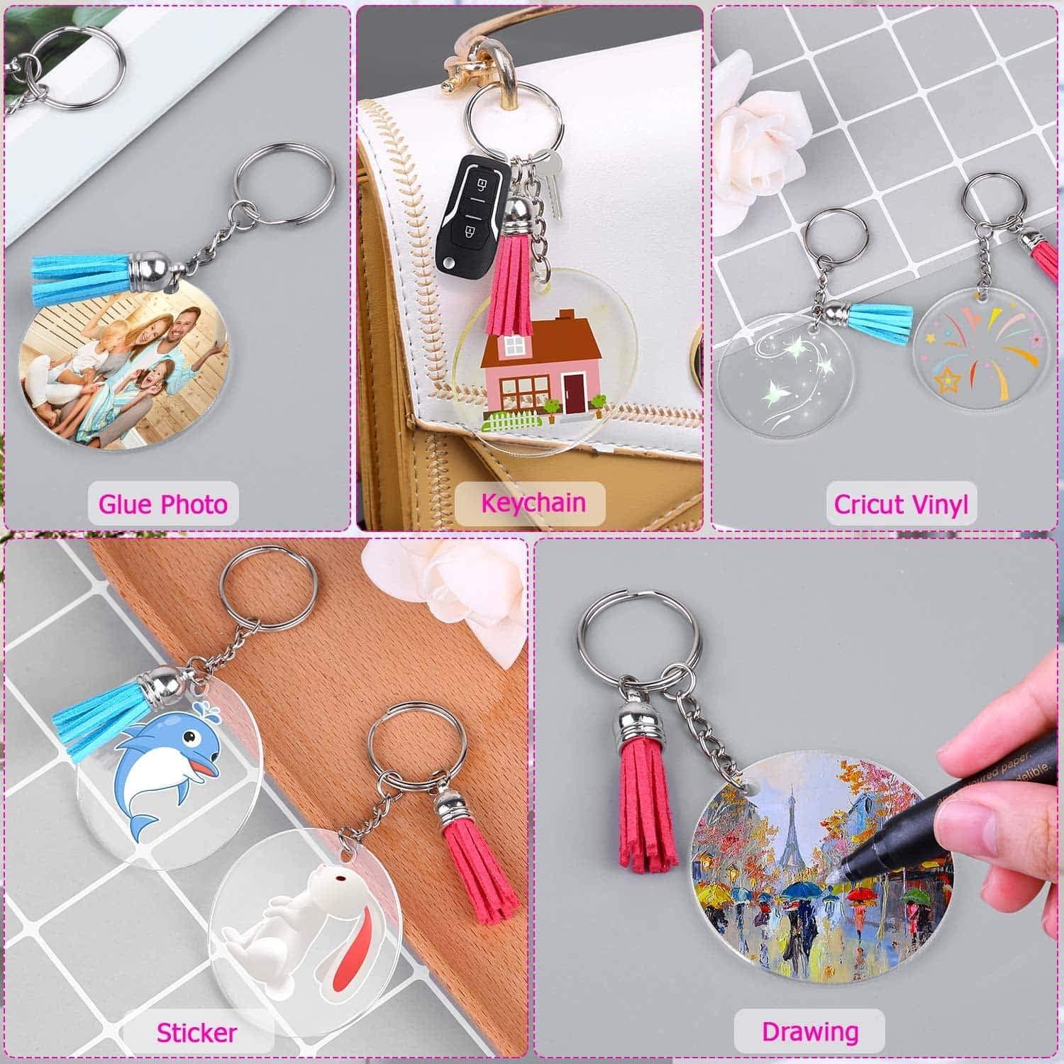 Acrylic Blank Keychains Shynek 200 Pcs Clear Keychain Blanks for Vinyl with  50 Pcs Acrylic Blanks 50 Pcs Keychain Tassels 50 Pcs Key Rings with Chain  and 50 Pcs Jump Rings 200 multicolors