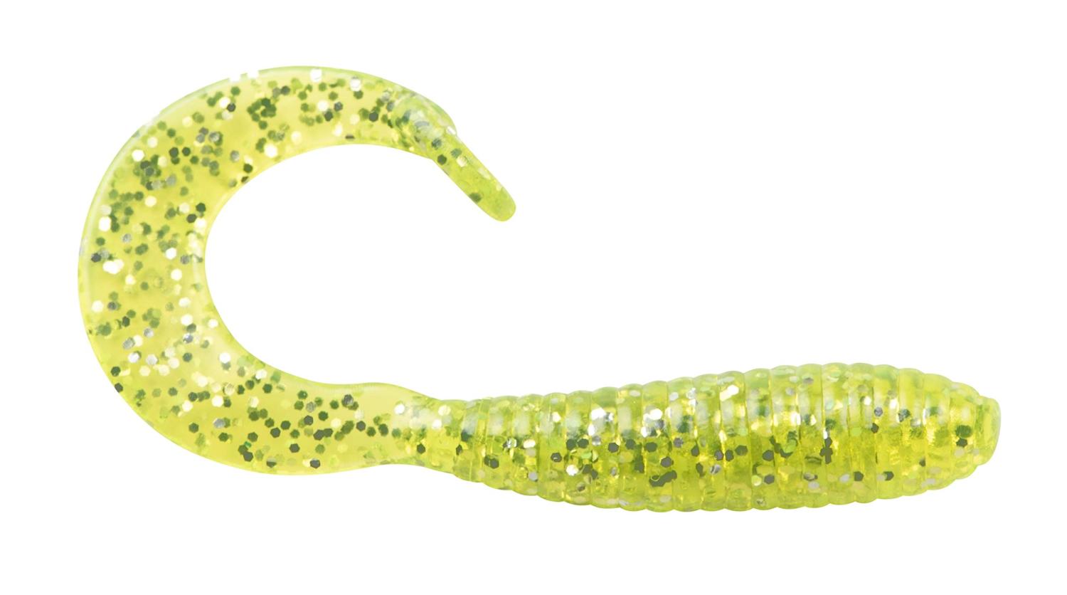 Bobby Garland Hyper Grub Curly-Tail Swim-Bait Crappie Fishing Lure, 2  Inches, Pack of 18 Chartreuse Silver