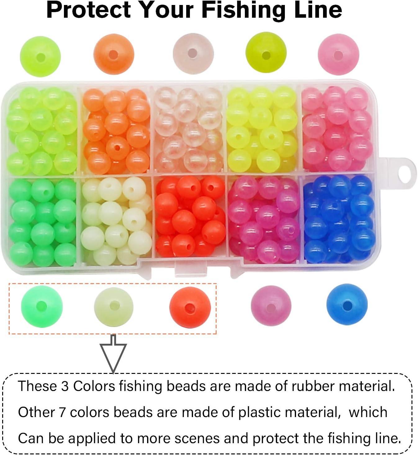 Dovesun Fishing Beads Assorted Beads Fishing Bait Eggs Glow in  Dark/Laser/Colorful/Four Types 0.2in(1000pcs), 0.24in(600pcs),  0.32in(250pcs), 0.39in(120pcs) A-Glow in Dark-0.31in*250pcs