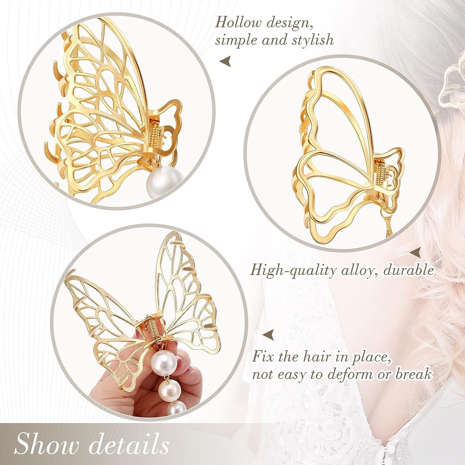 Buy NIVIZEN Elegant Tassel Pearl Butterfly Hair Clip Flying Metal Hair Claw  Clips Hair Clamps Hair Styling Clips Hair Accessories For Women's And  Girls, Gold Online at Low Prices in India -