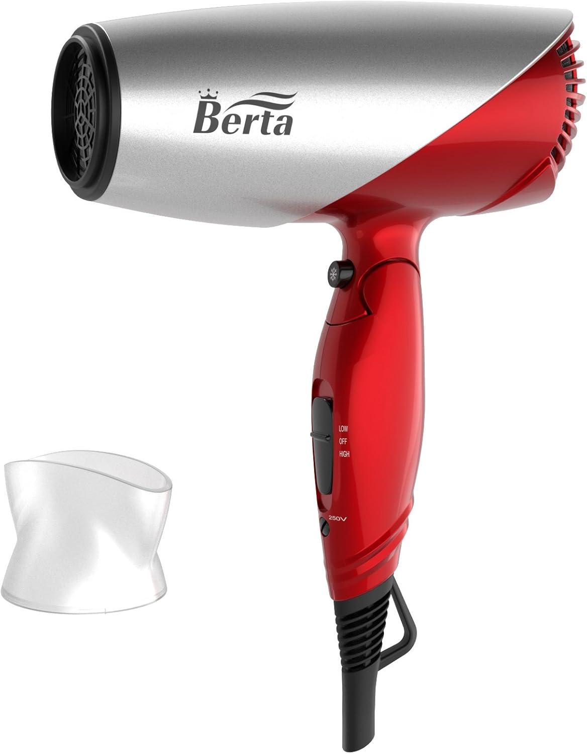 Berta 1875W Folding Hair Dryer Dual Voltage Travel Blow Dryer