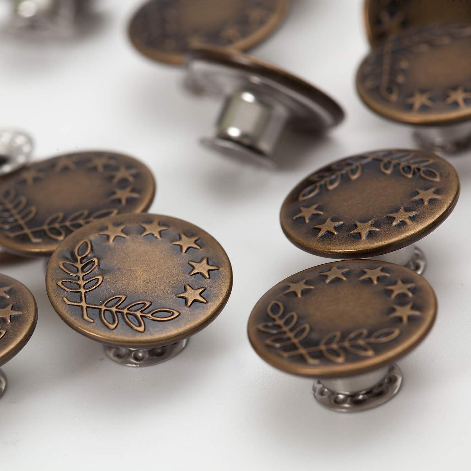 20 Sets 17mm Replacement Jeans Buttons Pants Metal Button Snap