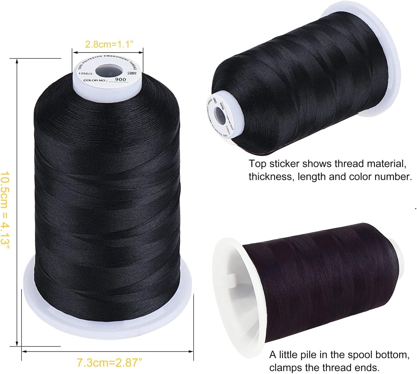 Simthread Embroidery Thread 5500 Yards Black 900, 40wt 100% Polyester for  Brother, Babylock, Janome, Singer, Pfaff, Husqvarna, Bernina Machine  Black900