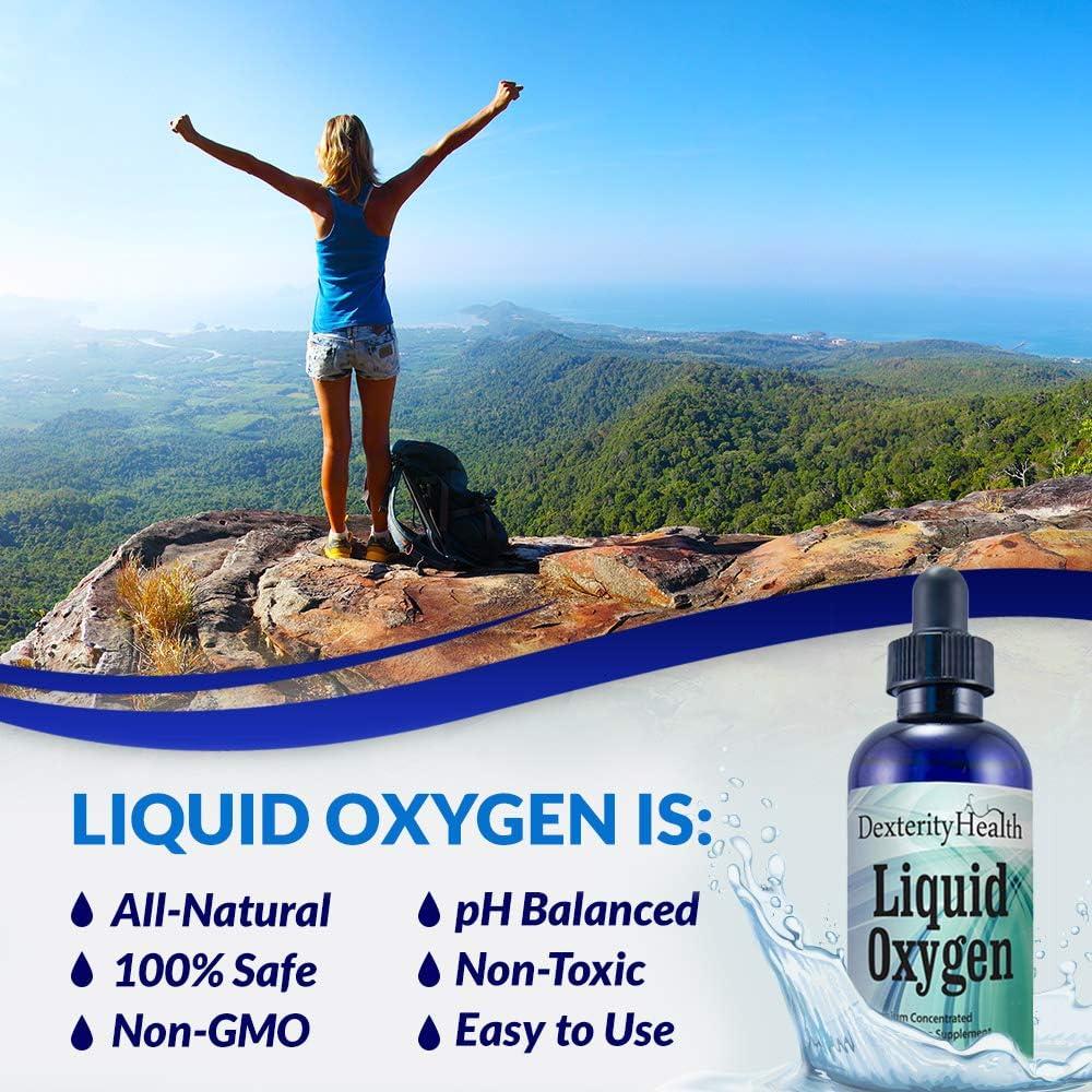 Dexterity Health Liquid Oxygen Drops 3Pack 4 oz. Dropper Bottles (Vegan & AllNatural) Safe