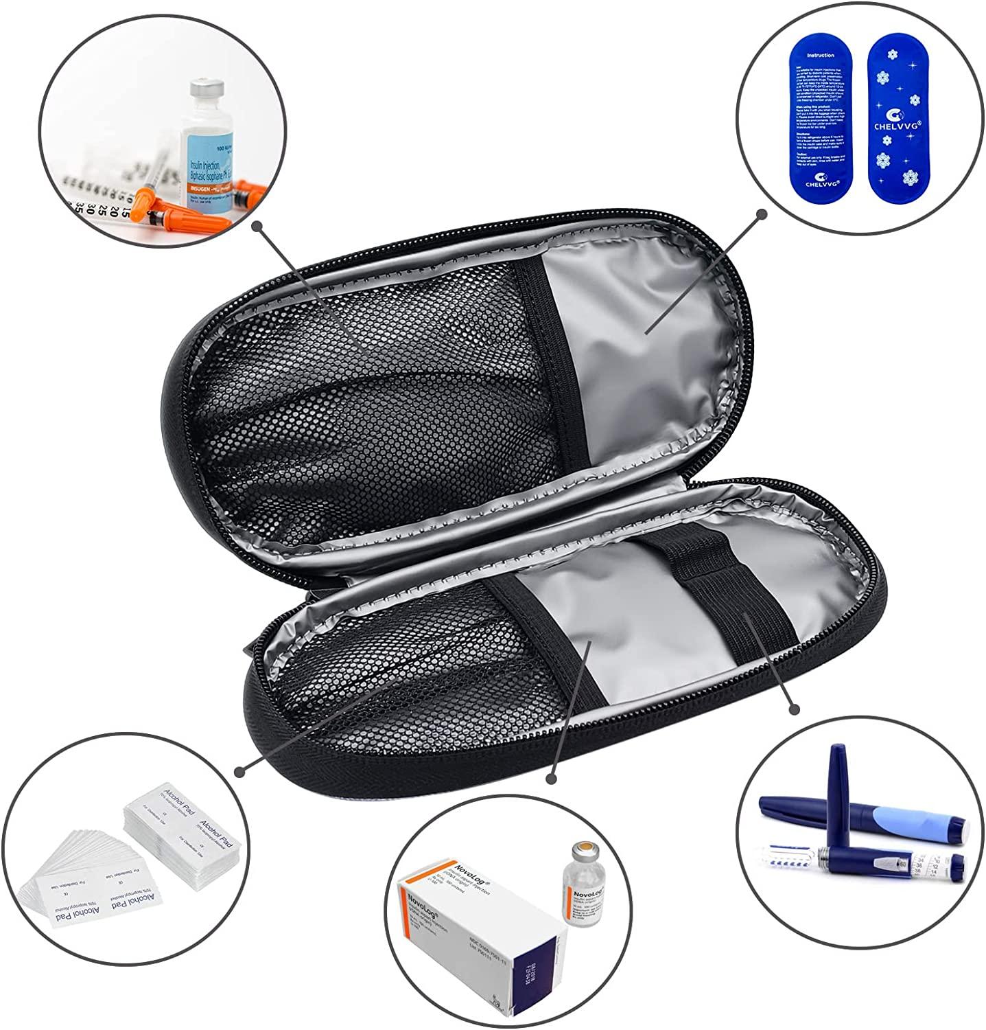 CHELVVG Insulin Cooler Travel Case, Diabetic Medication Organizer, Portable Insulin Cooling case