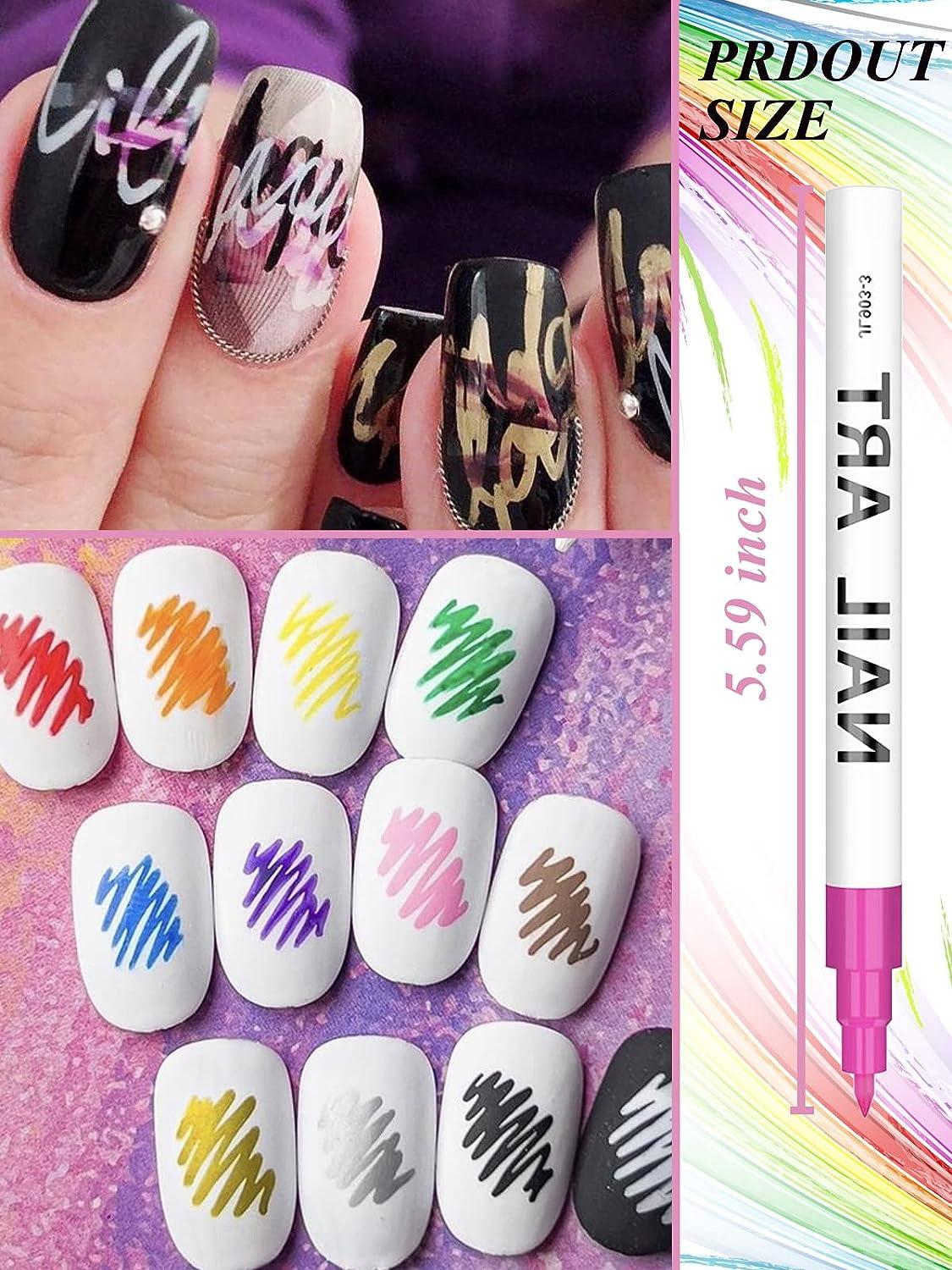 6 Color 3d Nail Art Pens Set Nail Point Graffiti Dotting Pen - Temu