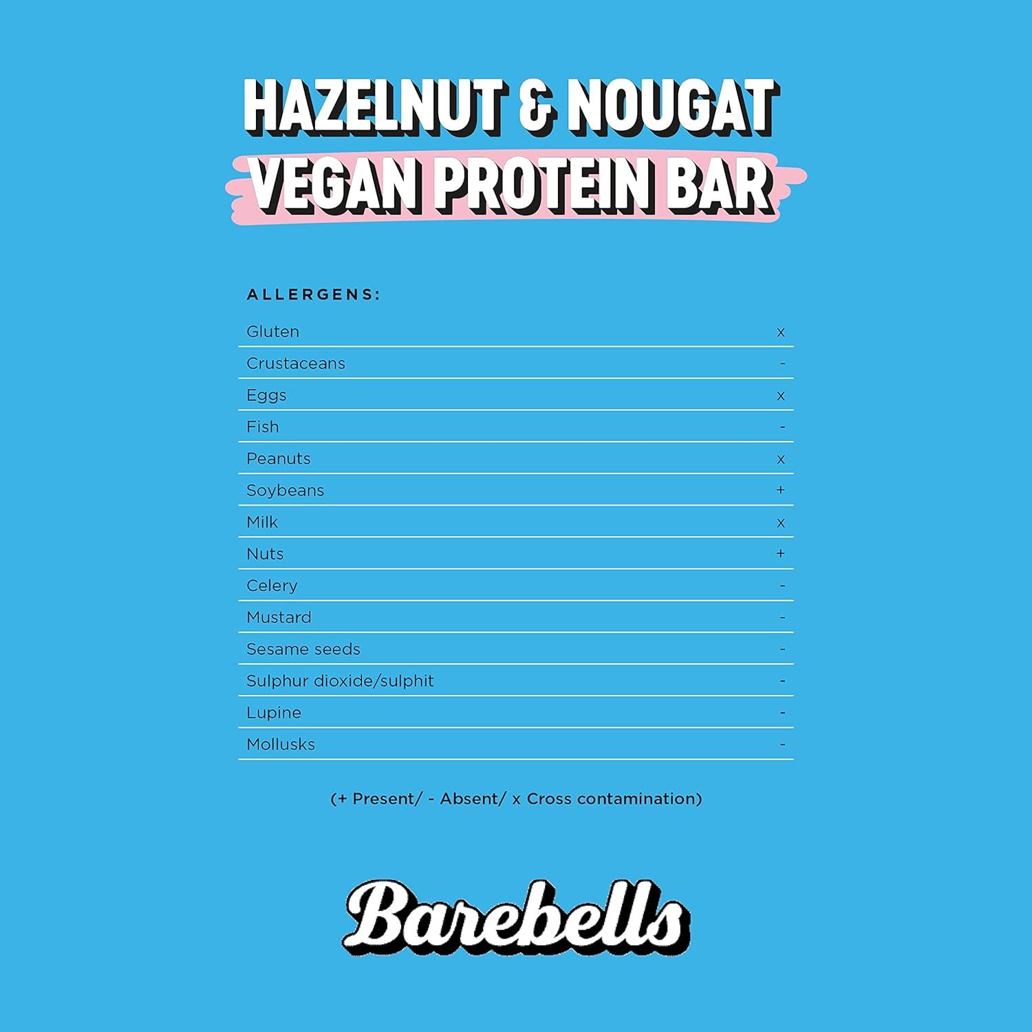 Barebells Vegan Hazelnut Nougat Protein Bars 15g Protein, Low Carb