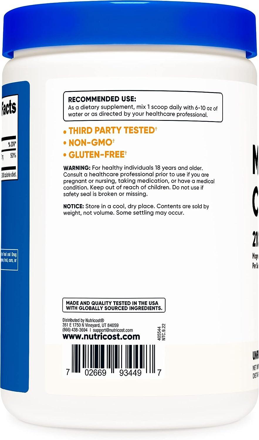 Nutricost Magnesium Citrate Powder 500g Unflavored, 1.10lb (Pack of 1)
