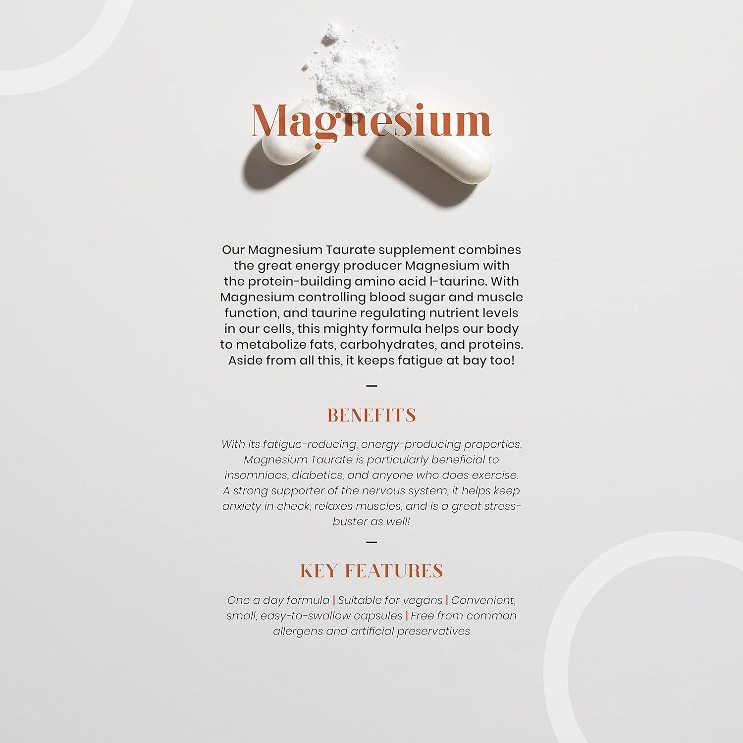 Tom Oliver Nutrition Magnesium Taurate 600mg per Capsule (60