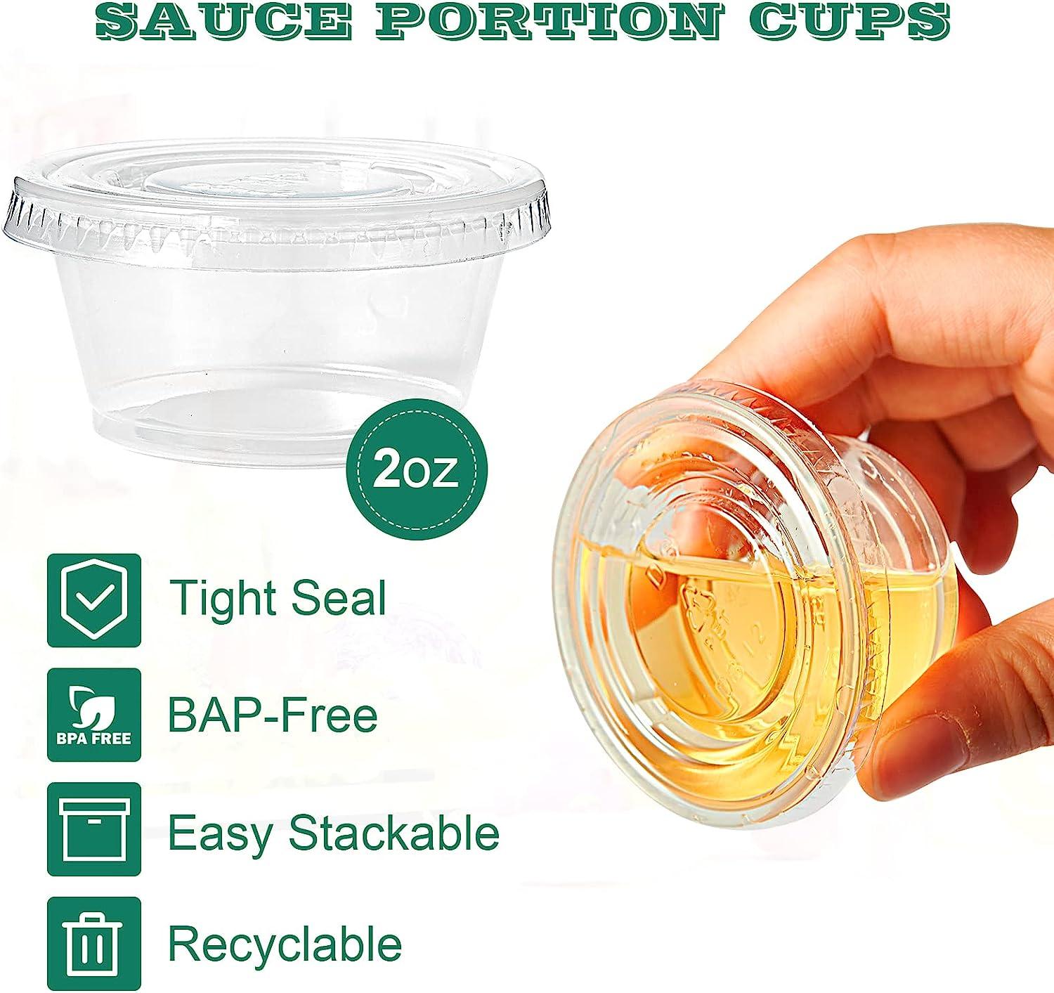 200 Sets - 2 oz. Disposable Plastic Portion Cups with Lids, Small Plastic  Condiment Containers for Sauce, 2 oz Jello Shot Cups, Souffle Cups 2 oz -  200 set
