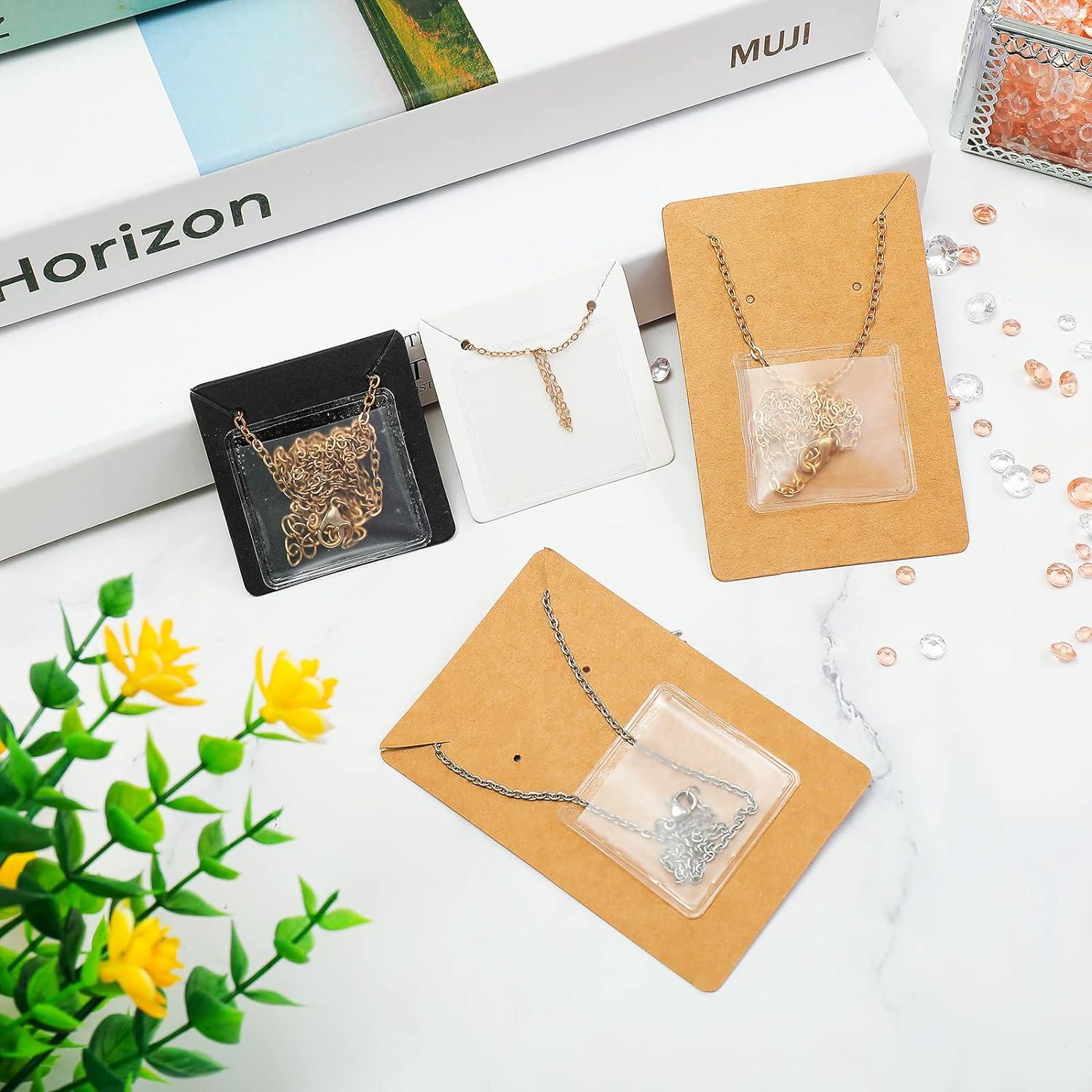 240 Pieces Necklace Chain Adhesive Pouch for Necklace Display Cards Necklace  Chain Pocket Jewelry Bags for Selling Necklace Packaging Plastic Loose  Chain Pockets Clear Necklace Chain Holder