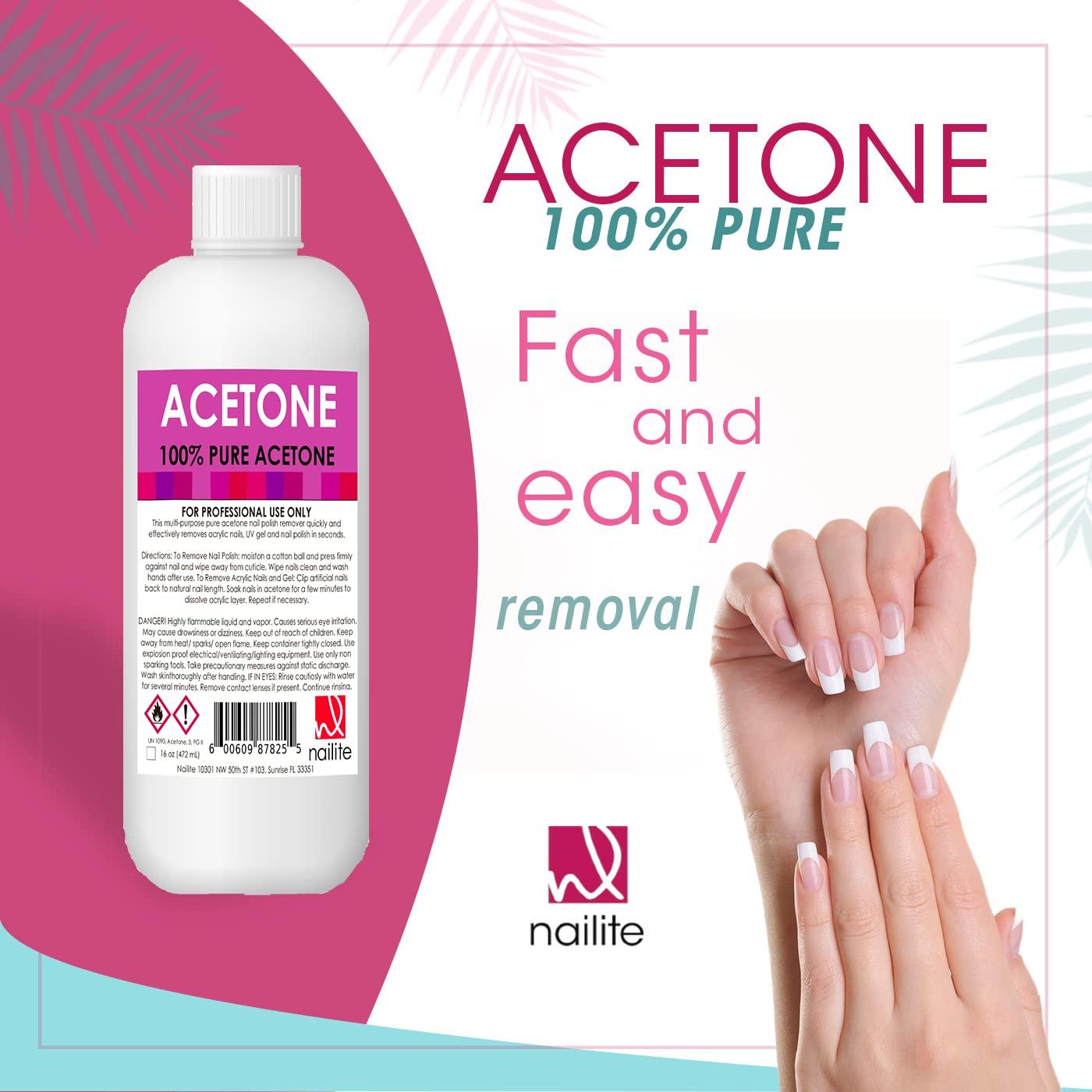 EC Labs Nail Polish Remover 100% Professional Pure Acetone Ultra-Powerful  and Quick for Natural