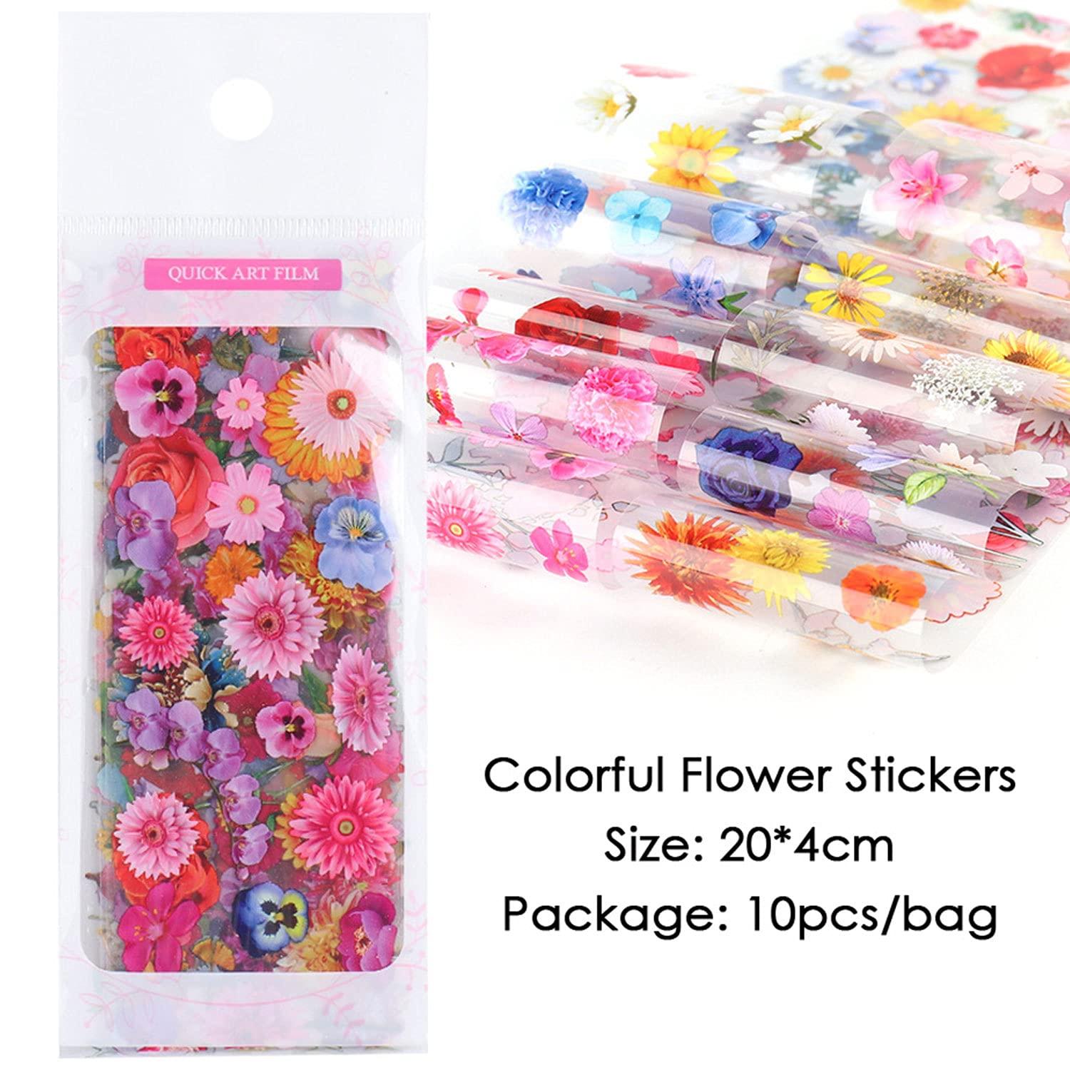 10 Sheets Sunflower Daisy Nail Art Foil Transfer Stickers Dried Flower