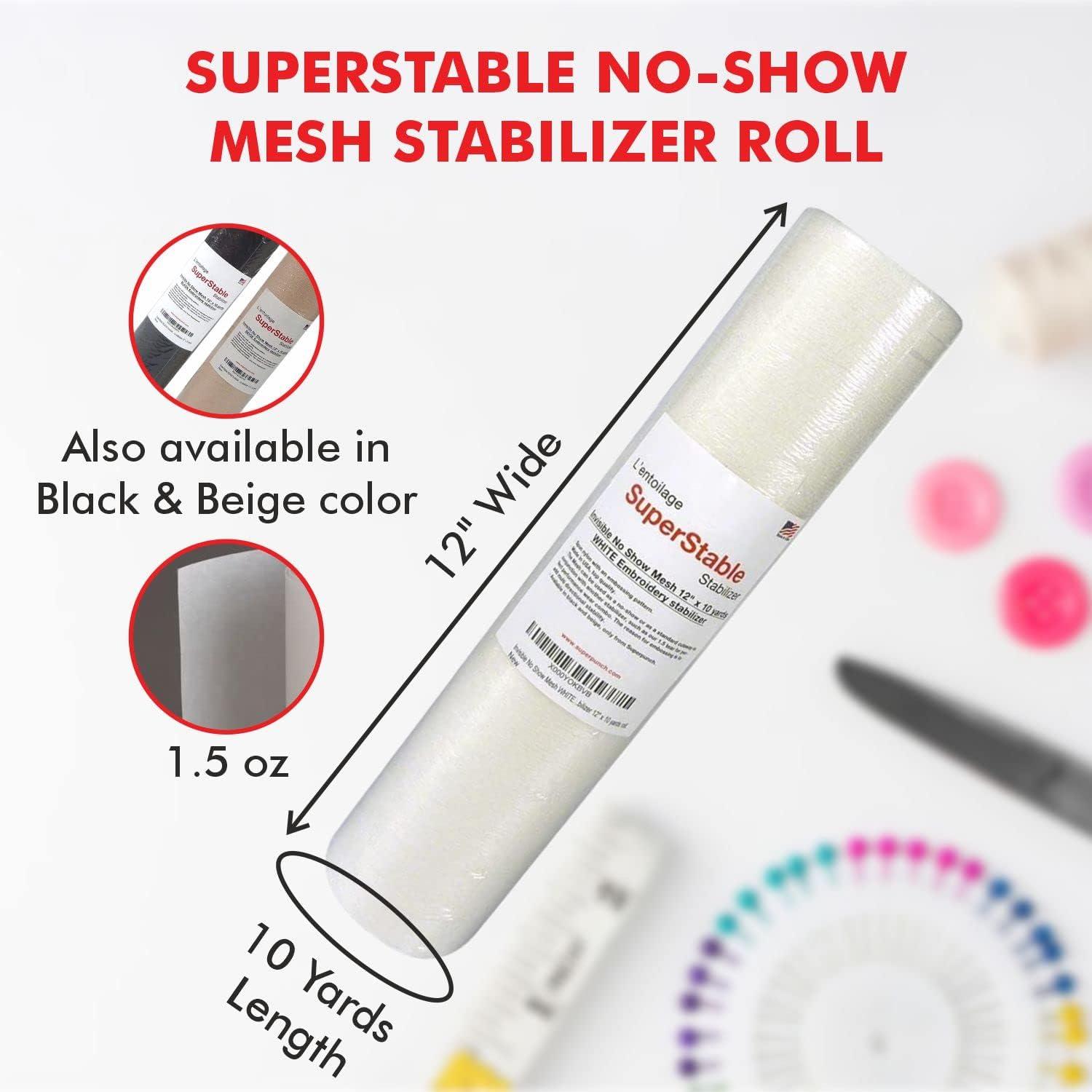 Superpunch 1.5 oz White Tear Away Stabilizer for Embroidery - 15 inch x 25  Yard Roll, SuperStable Tear Away Machine Embroidery Stabilizer Backing