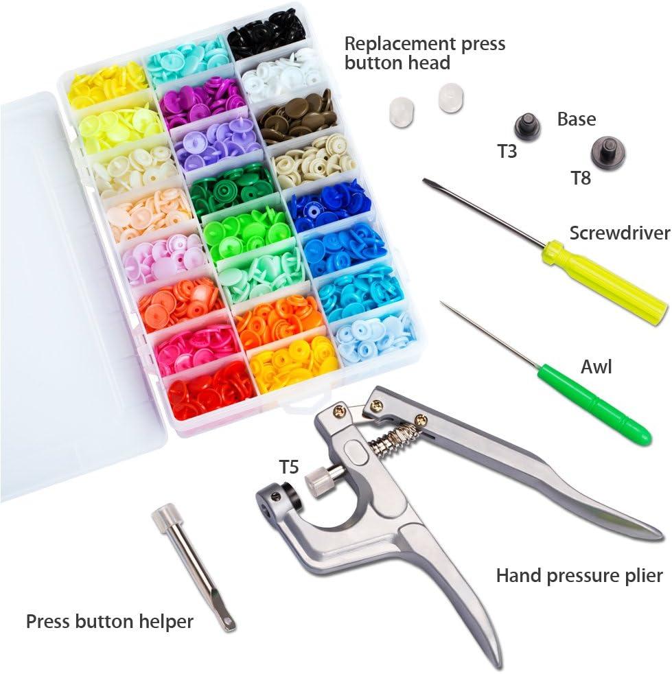 LYNDA Snaps and Snap Pliers Set 360 Sets T5 Plastic Buttons for Sewing and  Crafting