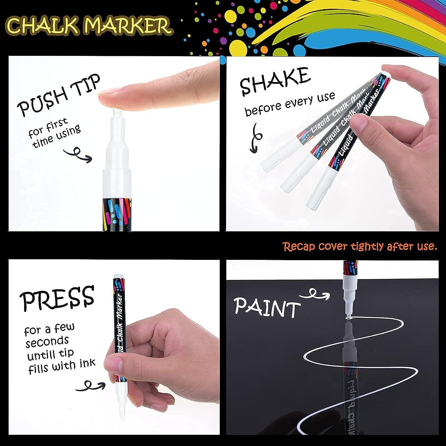 Liquid Chalk Markers Set of 12, White Color