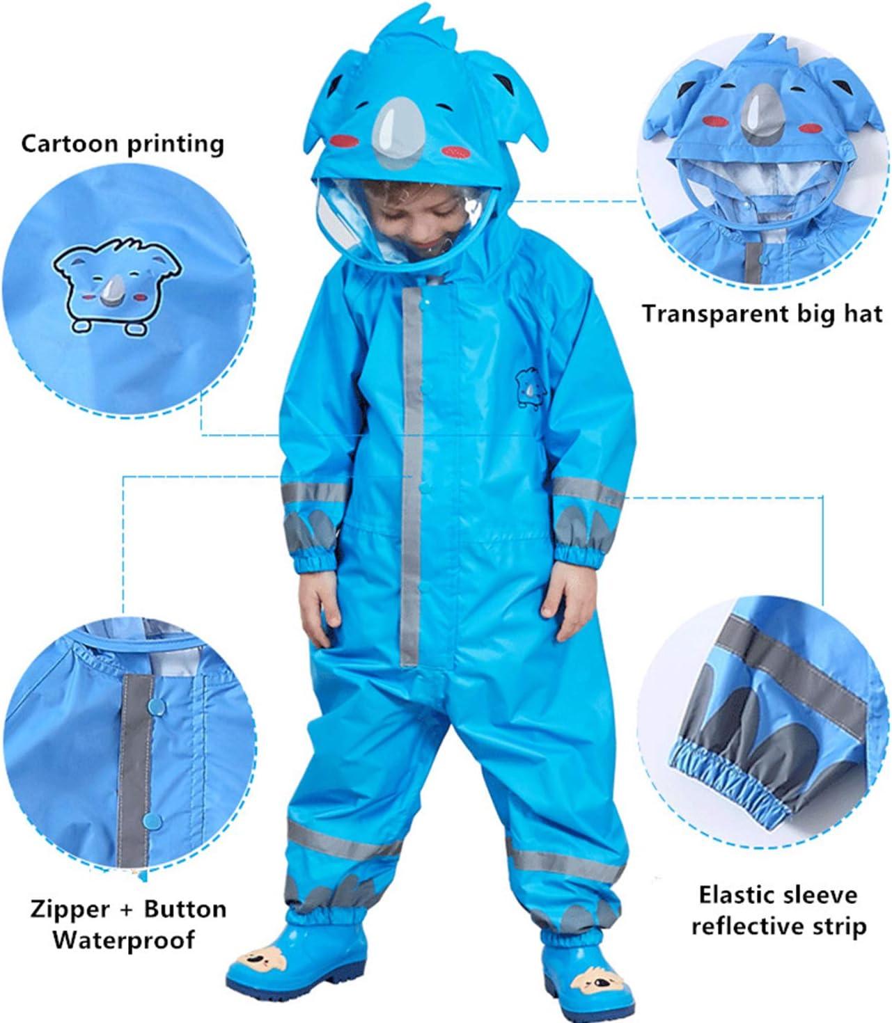 De feuilles Kids Button Rain Suit Allinone Waterproof Puddle Suits